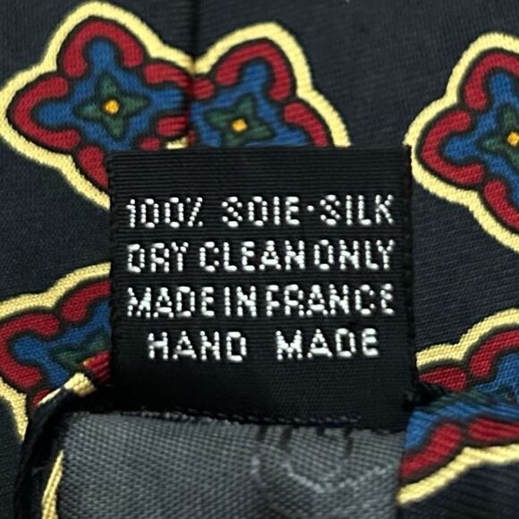 Faconnable Dark Navy and Red Geometric 100% Silk Tie - Picture 12 of 13